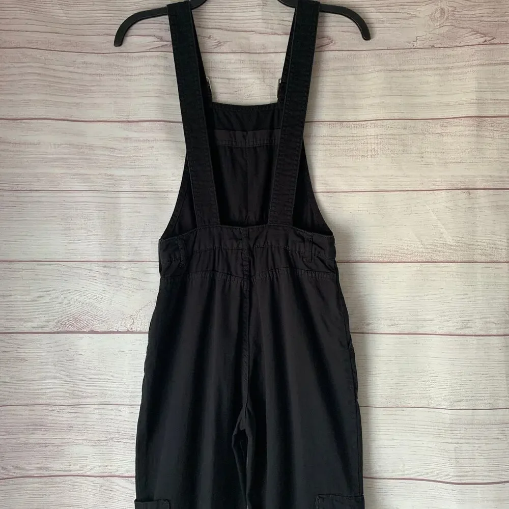 H&M Divided Black Bib Overall Jumpsuit Joggers Cargo Utility Size 0